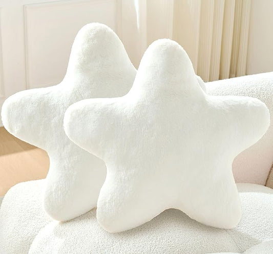 Set of 2 Throw Pillows Star Pillow Couch Pillows Decorative Pillows Bed Pillows Cute Pillows,White 19"