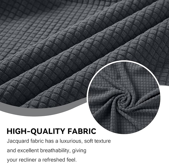 Cupuamon Recliner Chair Covers,Lazy Boy Recliner Covers Stretch Reclining Covers 1 Piece Furniture Protector with Elastic Bottom for Dog,Kids-Charcoal