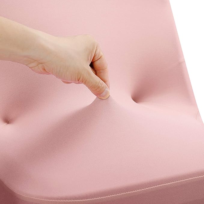 Peomeise Stretch Spandex Folding Chair Cover with Open Back for Wedding Party Dining Banquet Event (Dusty Pink with Open Back,12pcs)