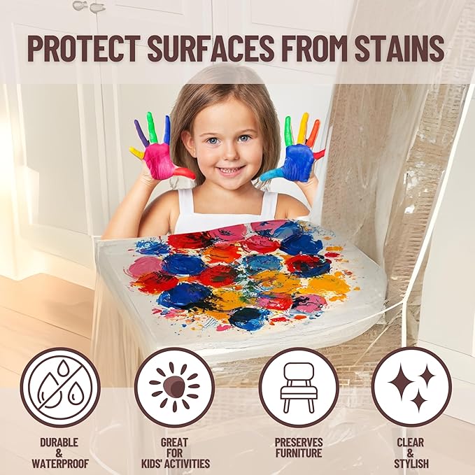 Evelots Dining Room/Kitchen Chair Cover/Protector-2 Pack- Heavy Duty Clear PVC Vinyl-No Dust/Spill/Pet Hair/Pet Claws, Easy Clean Slipcover