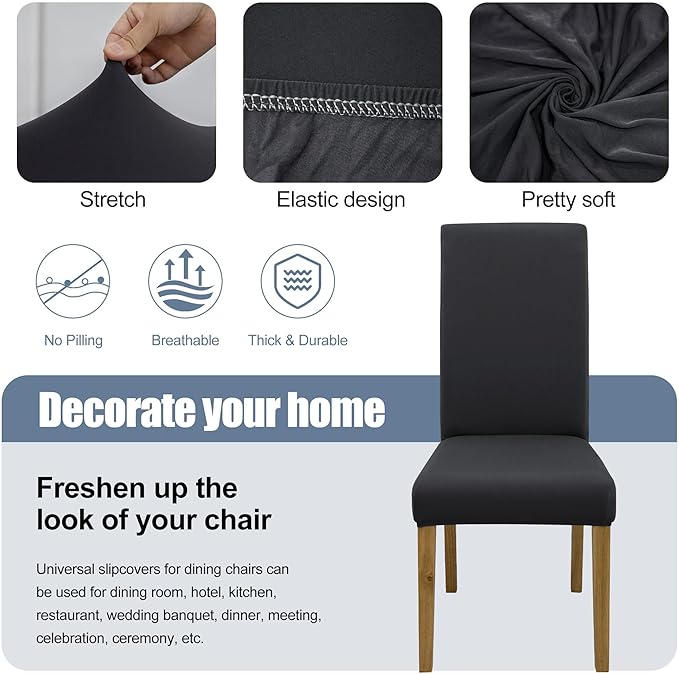 BIETYONE Chair Covers,Dining Room Chair Covers Set of 6,Stretch Kitchen Chair Cover,Washable Dining Chair Cover,Parsons Chair Slipcovers Protective,for Home,Restaurant,Banquet