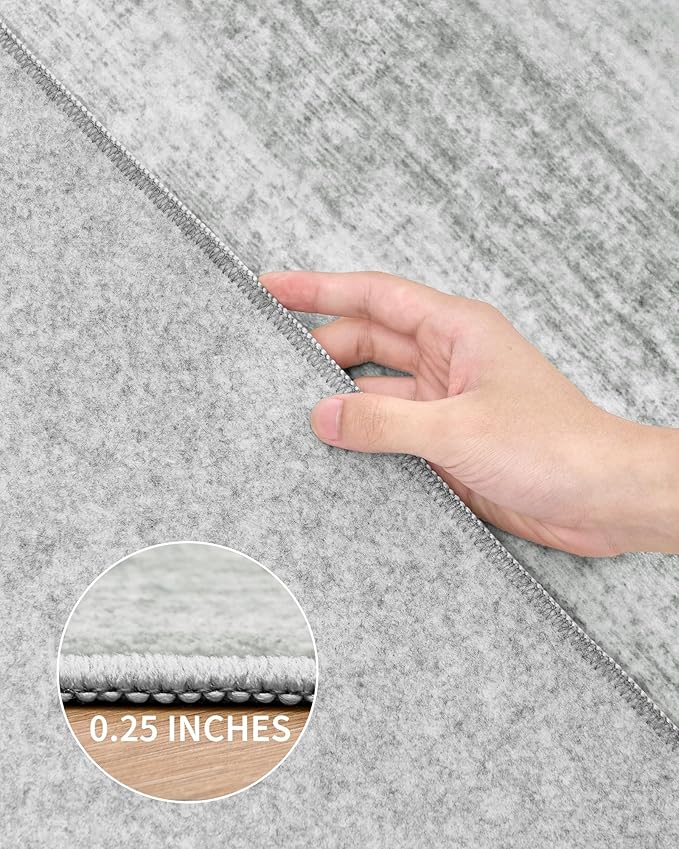 Art&Tuft Non-Slip Runner Rug - 3x8 Runner Rug Washable Low-Pile Rugs Runners, Soft Distressed Carpet Runner for Bedroom Bathroom Kitchen Laundry Living Room, Grey