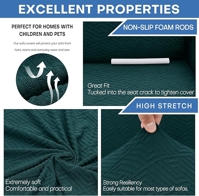 XINEAGE 2026 New Stretch Armchair Covers 1 Piece Chair Slipcovers Chair Protector for Living Room Thick Soft Chair Cover with Elastic Bottom Couch Cover for Pets Kids (31"-46", Blackish Green)