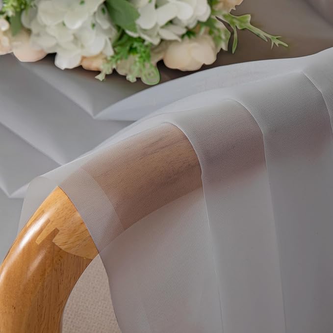 OWENIE Sheer Curtains 96 inches Long for Bedroom Living Room, Solid Light Gray Soft Fimly Sheer Curtains with Rod Pocket Top, Light Filtering Voile Sheer Farmhouse Curtains, 42Wx96L inch