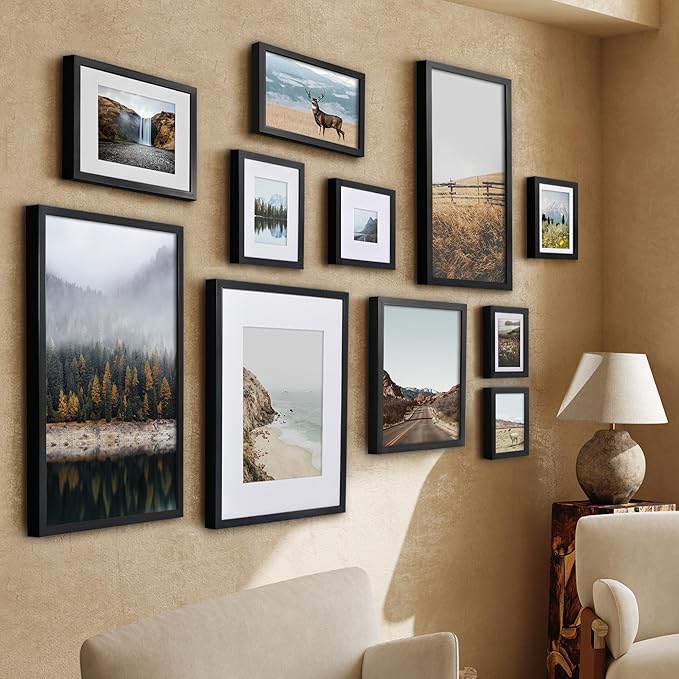 Americanflat 5x7 Picture Frame with Shatter-Resistant Glass - Use as 4x6 Frame with Mat or Display 5x7 Photo Without Mat - Soho Collection - Deep Molding Picture Frames for Tabletop or Wall - Black