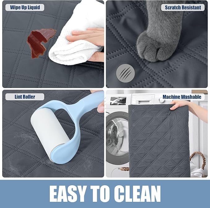 Smiry Waterproof Dog Bed Cover Pet Blanket, Soft Washable Dog Blanket for Furniture Bed Couch Sofa Reversible, Checkered (68"x82", Dark Grey/Black)