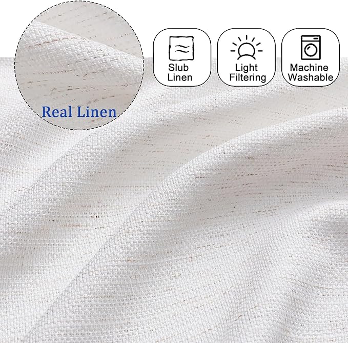 Chyhomenyc Bennet Kitchen Curtains 36 Inch Length Tier Curtains, Faux Linen Textured Small Cafe Curtains, Light Filtering Short Window Curtains for Bathroom Basement, 30x36 inch, 2PCS, Natural