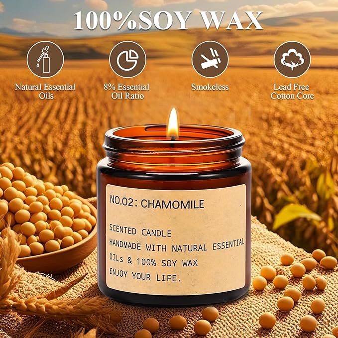 Candles for Home Scented, 150 Hours of Burning Time Aromatherapy Candle, 6 Pack Natural Soy Candle Set, Scented Candles Very Suitable for Giving Gift, Birthday Gifts for Women, Teacher Gifts﻿