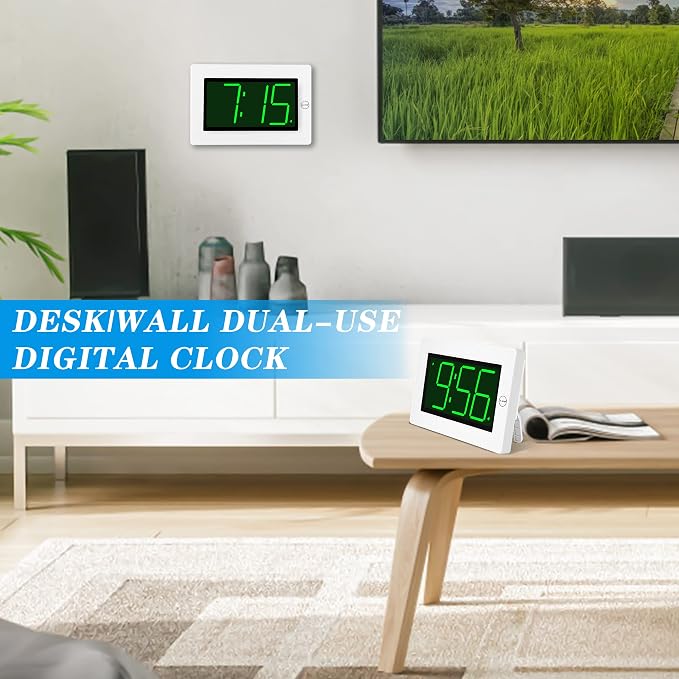 KWANWA Large Digital Alarm Clock, 3" LED Display Battery Operated, Dimmable Auto Night Mode, Easy to Read for Seniors Visually Impaired, Cordless Wall Clock or Table Clock for Bedroom Kitchen RV - Image 6