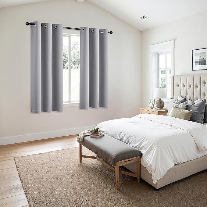 MIULEE Light Grey Blackout Curtains for Bedroom Living Room 63 Inches Long 2 Panels, Thermal Insulated Room Darkening Drapes Grommet Noise Reducing Light Blocking Window Treatments 40x63 Inch