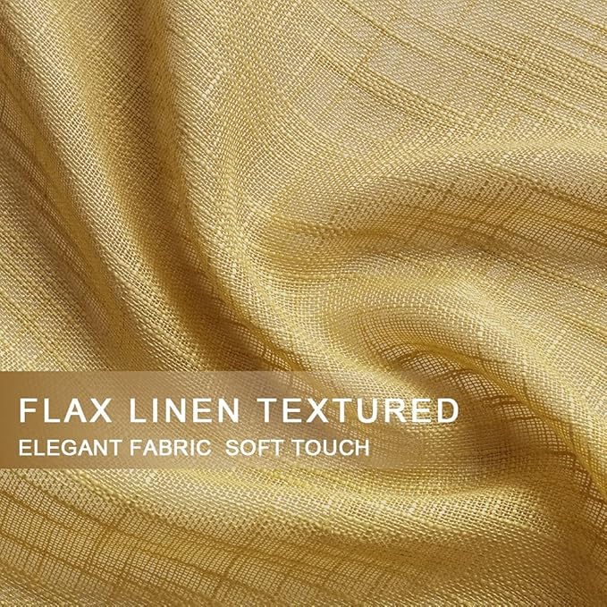 XTMYI Mustard Gold Yellow Curtains for Spring Bedroom Small Window 2 Panels Rod Pocket Semi Sheer Cafe Fall Curtains for Kitchen Bathroom Living Room 24 Inch Length