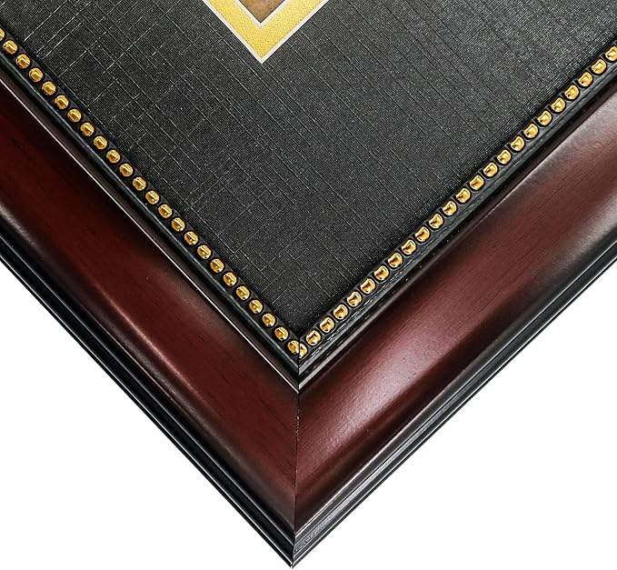 GraduationMall 8.5x11 Diploma Frame with Black over Gold Mat or Display 11x14 Document without Mat, UV Protection Acrylic, Mahogany with Gold Beads