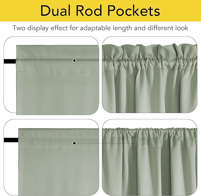 NICETOWN 100% Blackout French Door Curtain,Privacy Thermal Insulated Window Curtain with Adjustable Tieback for Glass Front Sliding Patio Christmas Door Decor, 1 Panel, 36W x 72L, Sage Green