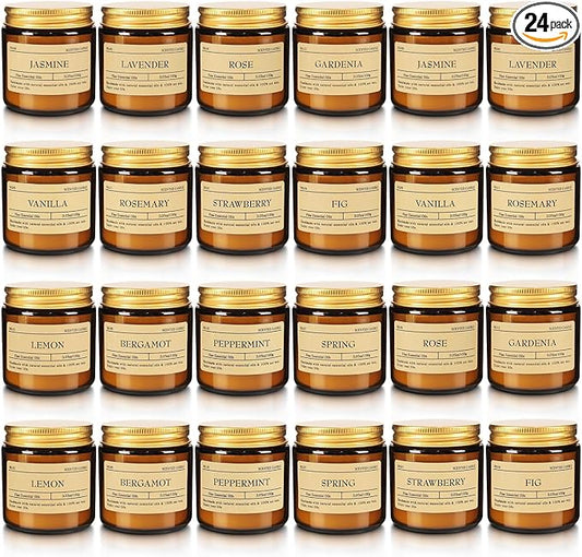 Scented Candle Set 24 Pack (3.05oz Each) - Aromatherapy Candles with Essential Oils, Smokeless Soy Wax Candles in 12 Scents, Gift for Women/Mom, Valentine/Mother's Day/Christmas/Birthday