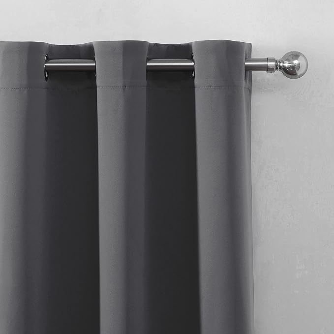 LEMOMO Grey Blackout Curtains/52 x 72 Inch/Set of 2 Panels Thermal Insulated Room Darkening Curtains for Bedroom