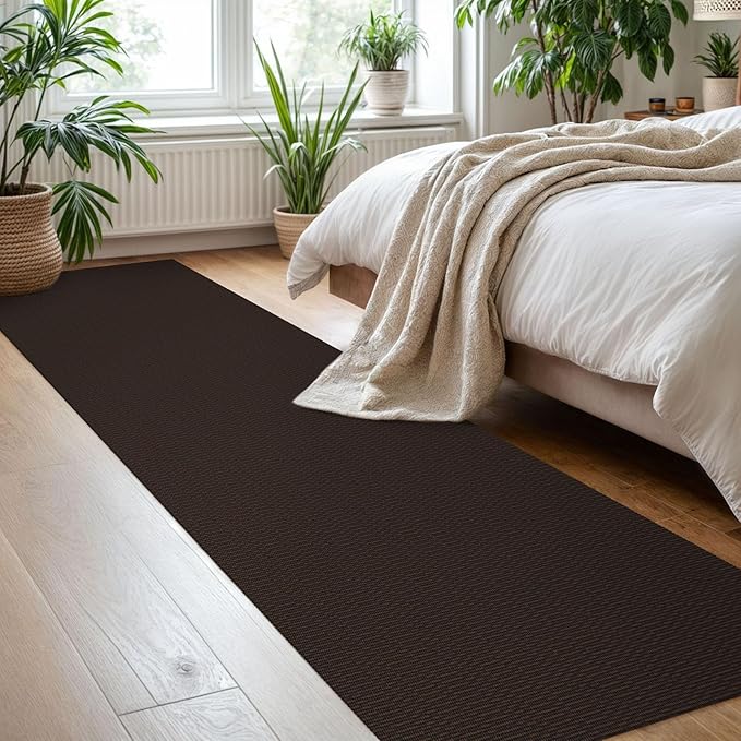 KOZYFLY Washable Runner Rug 2x8 Ft Runners for Hallway Rubber Backed Kitchen Runner Rugs Braided Cotton Entryway Runner Indoor, Carpet Runners for Hallway Entryway Bedroom, Dark Coffee/Brown