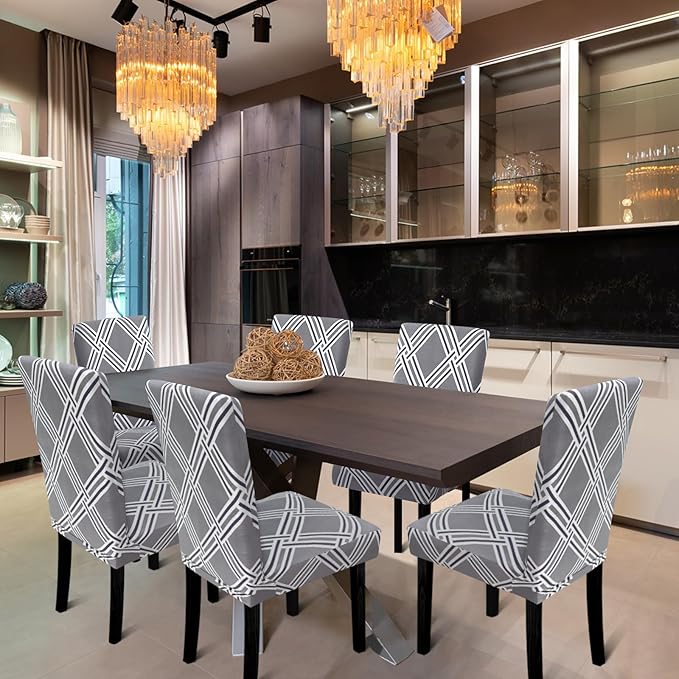 Chair Covers, Stretch Kitchen Dining Room Chair Covers Set of 6, Removable Washable Dining Chair Slipcovers for Home, Hotel, Banquet
