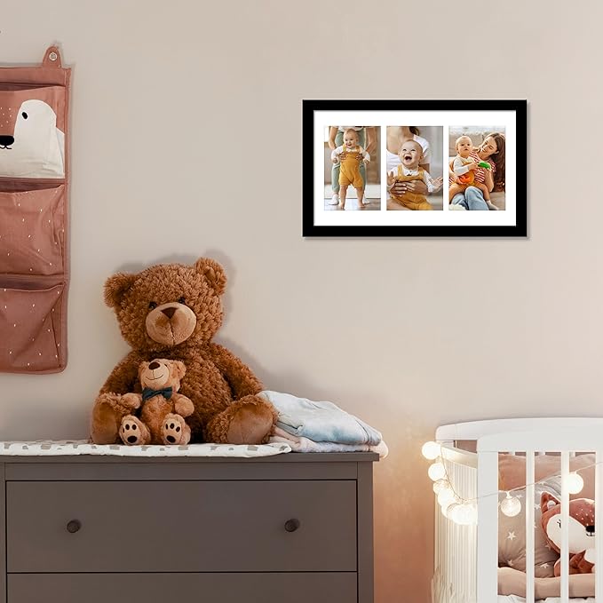 VIOLABBEY 8x14 Collage Picture Frames 2Pack, Fit Three 4x6 Photos with Mat or One 8x14 Pictures without Mat for Wall,4x6 Picture Frame Collage Black