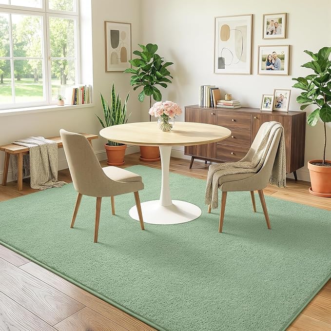 Soft Rugs for Living Room 5x7 Light Green, Modern Area Rug for Bedroom Nursery Dorm, Thickened Throw Rugs for Girls Kids, Washable Indoor Floor Carpets