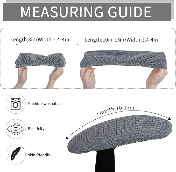 FORCHEER Office Chair Armrest Covers 10-13 inch Long Stretchable Water Resistant Jacquard Desk Chair Arm Rest Covers for Computer Chair Arm Removable Washable 2 Piece-Light Grey