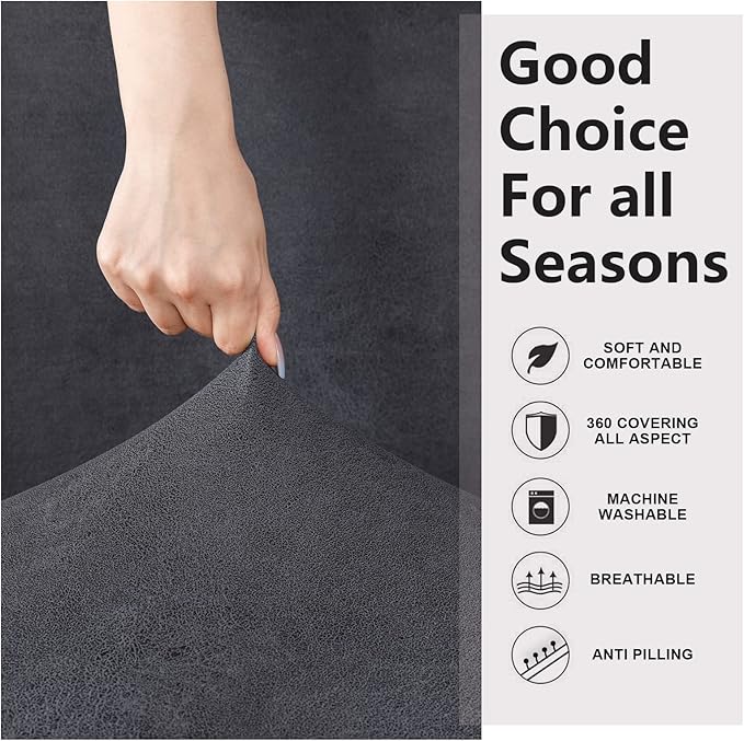 ANARACHON Recliner Chair Covers Leather Like, 4 Pieces Recliner Cover for Recliner Chair, Soft Sofa Slipcover Furniture Protector Washable Sofa Cover for Pets Kids (Dark Gray)