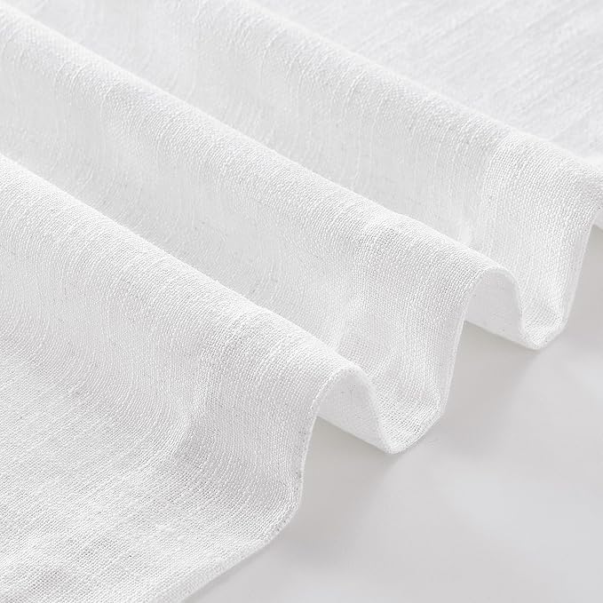 Snow White 72 Inch Pinch Pleated Linen Curtains 2 Panels for Living Room Bedroom Memory Training Shaped Semi Sheer Short Pleat Drapes with Hooks Rings Back Tab Window Curtain Cabin Closet 40x72