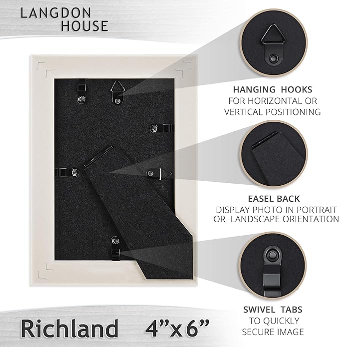 Langdon House 4x6 Picture Frames (Ash Gray, 6 Pack) Woodgrain Style, Richland Collection