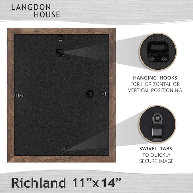 Langdon House 11x14 Collage Picture Frames w/Mat for 5-4x6 Photos (Rustic Brown, 6 Pack) Traditional Wood-Like Photo Frames for any Décor Style, Richland Collection