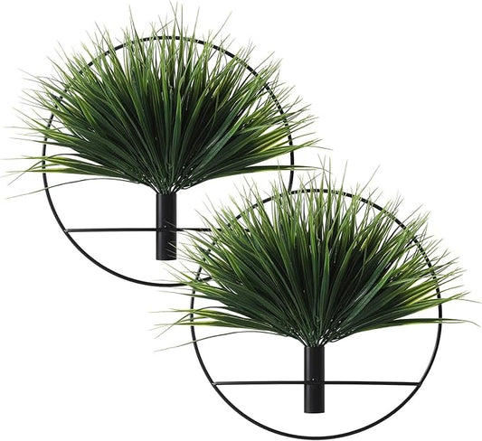 Pretty Jolly Wall Decor, Wall Metal vase Decoration Holder, Wall-Mounted Artificial Flowers, Black Wall Decor Fake Wheat 2 Pack, Wall Art Artificial Greenery, Farmhouse, Boho