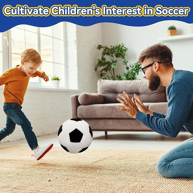 Fluffy Soccer Pillow - 11.7" Orbicular Durable Soccer Ball Plush, Soft Stuffed Soccer Decorative Pillows for Couch & Bedroom, Sports Gift for Soccer Enthusiasts