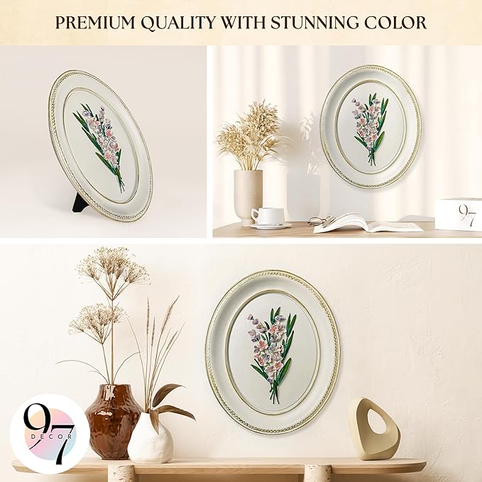 97 Decor White Vintage Wall Sculpture Decor - 3d Floral Wall Art, Unique Hancrafted Flower Sculptures, Elegant Gallery Art For Home Bedroom Kitchen Decorations