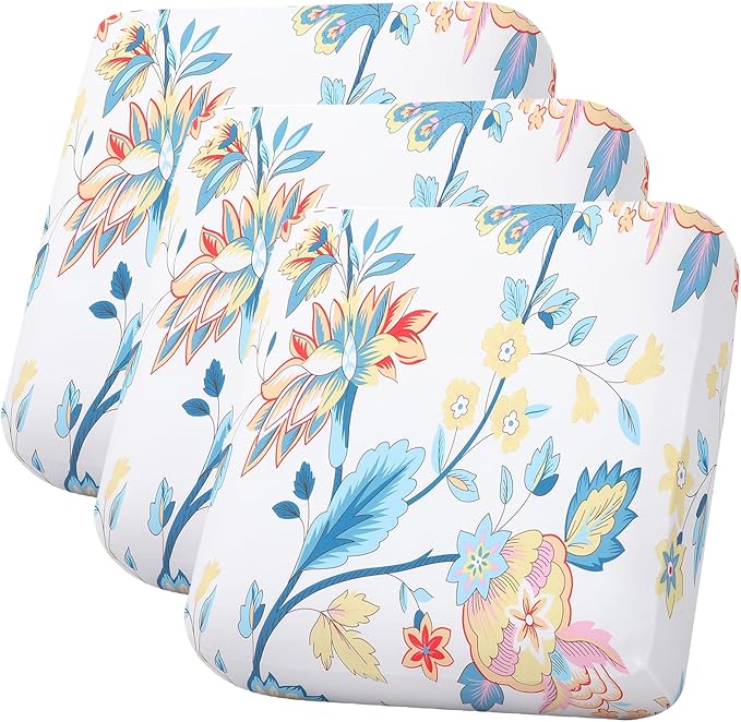 hyha Printed Couch Cushion Covers, Floral Sofa Covers Washable for 3 Cushion Couch, Stretch Pattern Outdoor Cushion Covers for Patio Furniture with Elastic Bottom(3 Packs, White Paisley)