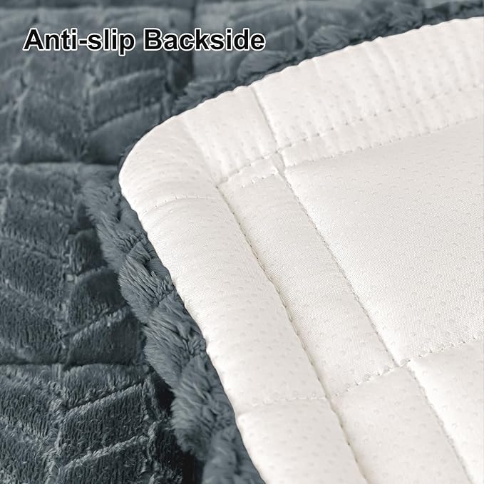 Smiry Non Slip Couch Covers for Dogs, Fuzzy Pet Couch Covers for 3 Cushion Sofa Pet Friendly, Soft Sofa Slipcovers Cushion Furniture Protector Washable (Dark Grey, 27.6" x 88")