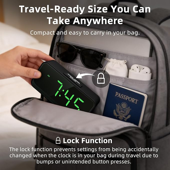 Battery Operated Small Alarm Clock: Compact Cordless Design - Image 4