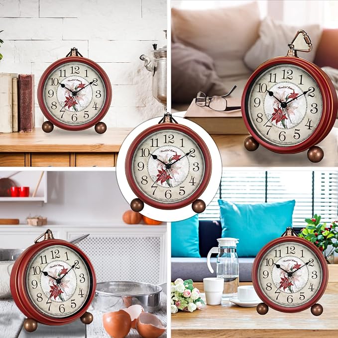 Maxspace Classic Vintage Clock - Elegant and Decorative Analog Clock,Silent Non-Ticking Clocks with Distressed Metal Frame for Office, Living Room or Bedroom - Image 6