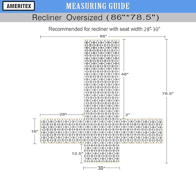Ameritex Waterproof Nonslip Recliner Cover Christmas Decor Stay in Place, Dog Couch Recliner Cover Furniture Protector for Pets and Kids (Light Grey, 30'')