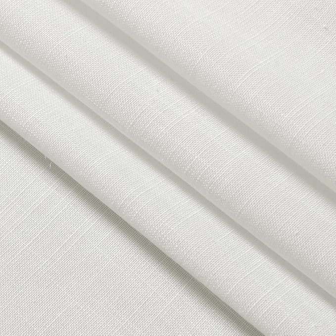 Nanspring Off White Cafe Curtains 45 Inch Length Set 2 Panel Back Tab Pocket Semi Sheer Short Linen White Curtain Tiers for Small Bathroom Window Basement 52x45
