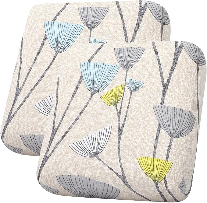 hyha Printed Couch Cushion Covers, Floral Sofa Covers Washable for 2 Cushion Couch, Stretch Pattern Outdoor Cushion Covers for Patio Furniture with Elastic Bottom(2 Packs, Dandelion Flower)
