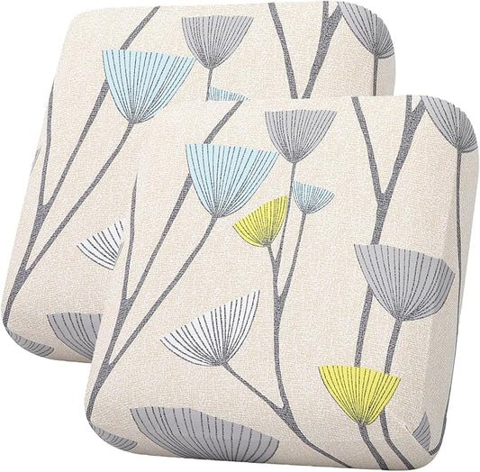 hyha Printed Couch Cushion Covers, Floral Sofa Covers Washable for 2 Cushion Couch, Stretch Pattern Outdoor Cushion Covers for Patio Furniture with Elastic Bottom(2 Packs, Dandelion Flower)