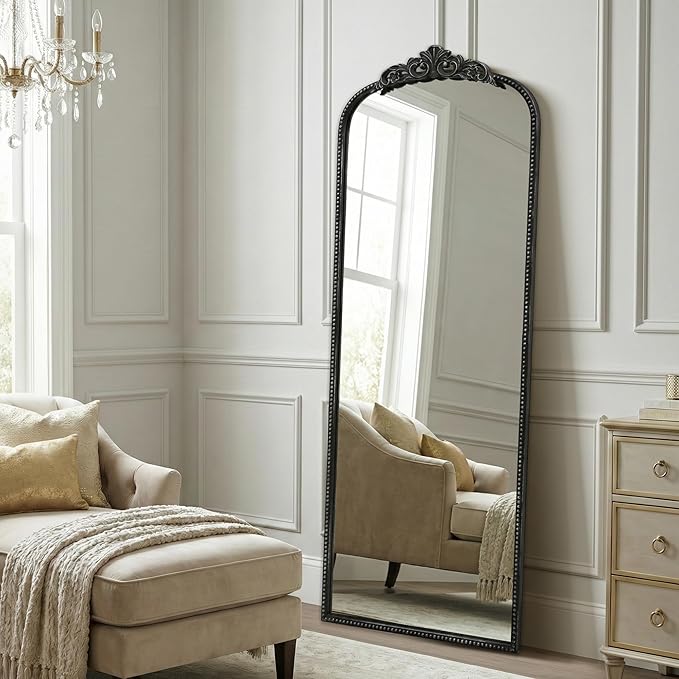 Micasso Full Length Black Mirror: 56''x21'' Baroque Antique Floor Mirror - Traditional Ornate Vintage Long Body Mirrors for Wall/Dressing Room/Bedroom/Cloakroom/Entryway - Home Decor for Living Room