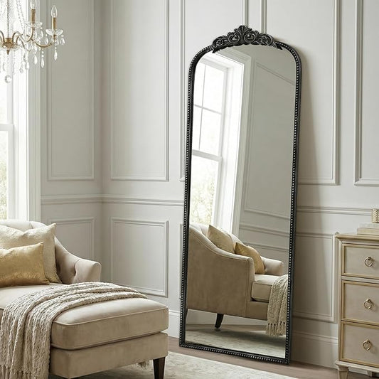 Micasso Full Length Black Mirror: 56''x21'' Baroque Antique Floor Mirror - Traditional Ornate Vintage Long Body Mirrors for Wall/Dressing Room/Bedroom/Cloakroom/Entryway - Home Decor for Living Room