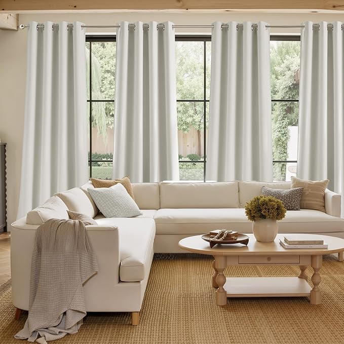 NICETOWN Natural Room Darkening Curtains 84 inches Long for Living Room - Privacy Panels for Bedroom, Modern Farmhouse Style Home Decor Grommet Top, 2 Panels, W42 by L84