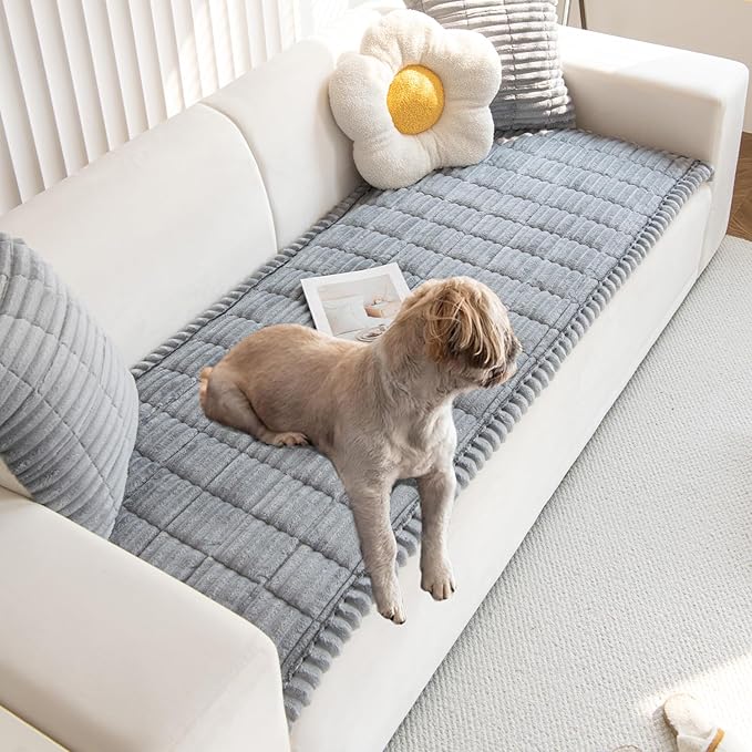 Gumfolk Pet Couch Covers for Sofa Slipcovers Couch Protector for Dogs Washable Cushion Cover, Sofa Pad Blanket Furniture, Grey, 27in*47in