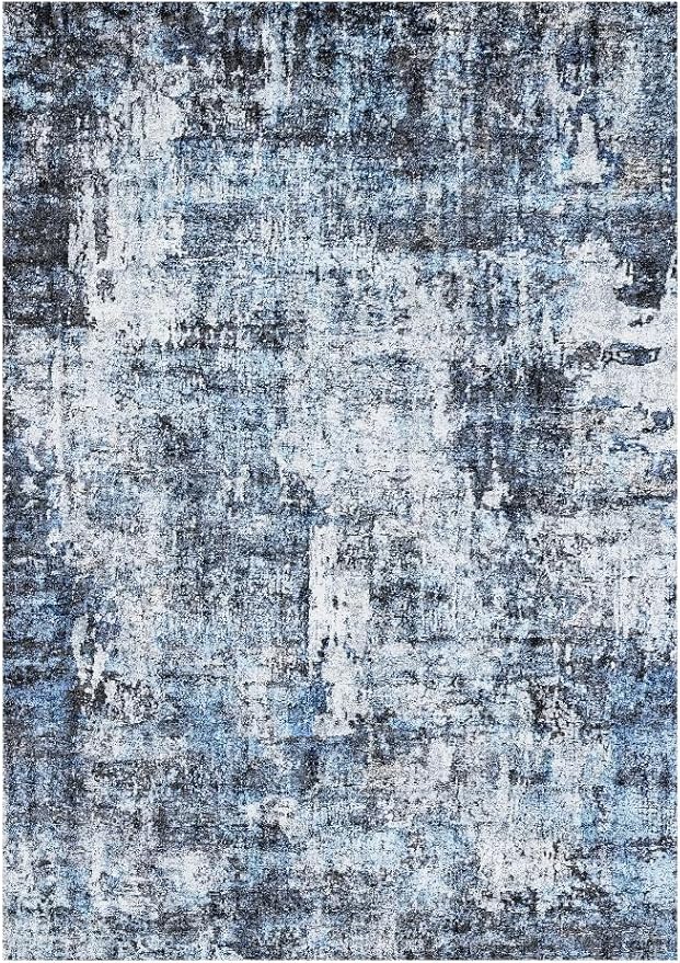 3x10 Ft Long Wide Hallway Runner Rug – Non-Slip Washable Wide Kitchen Runner, Low-Pile Thin Modern Abstract Floor Rug for Indoor Entryway, Bedroom, Living Room (Navy Blue)
