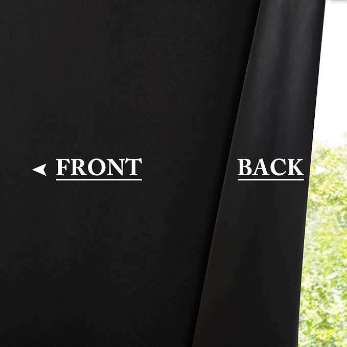 NICETOWN 100% Blackout French Door Curtains, Privacy Curtains for Patio Galss Door, 30 X 72 Inch No Drill Thermal Insualted Curtains, Window Covering for Cordless Blinds, (1 Panel, Black)