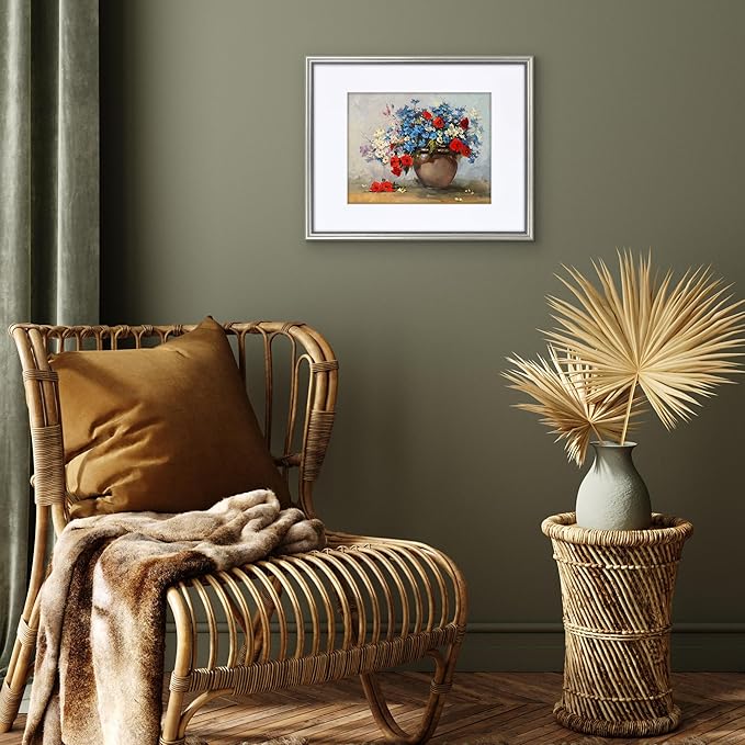 Americanflat Vintage Frames - 16x20 Picture Frame with Beaded Accents and Polished Plexiglass - Use as 11x14 Frame or Display 16x20 Photos Without Mat - Heirloom Collection - Wall Display - Silver