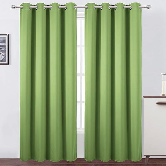 LEMOMO Blackout Curtains 66 x 84 inch/Light Green Curtains Set of 2 Panels/Thermal Insulated Room Darkening Bedroom Curtains