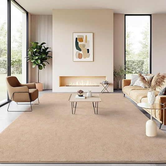 Soft Rugs for Living Room 4x6 Beige, Minimalist Area Rug for Bedroom Nursery Dining Table Dorm, Throw Rugs for Men Boys Girls Kids Room Indoor Floor Carpets
