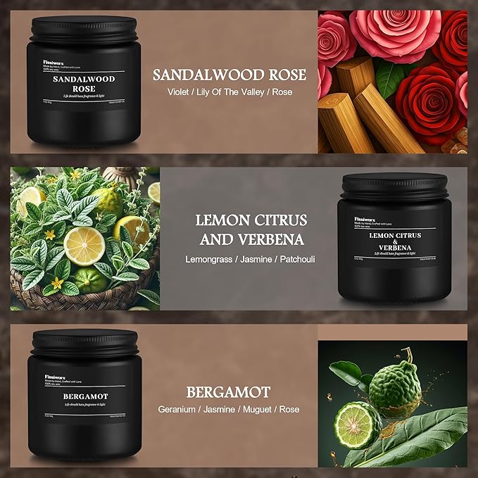 9 Pack Scented Candles Set Gifts for Men, Aromatherapy Candle Set with Scents （Sandalwood Rose/Lemon Citrus & Verbena/Bergamot）- Gift for Dad, Boyfriend, Birthday, Father’s Day, Anniversary