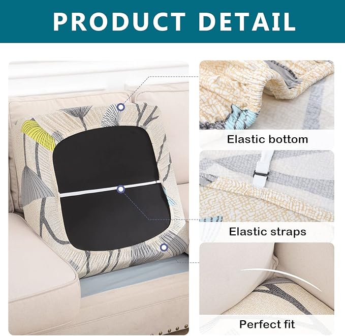 hyha Printed Couch Cushion Covers, Floral Sofa Covers Washable for 2 Cushion Couch, Stretch Pattern Outdoor Cushion Covers for Patio Furniture with Elastic Bottom(Medium, Dandelion Flower)